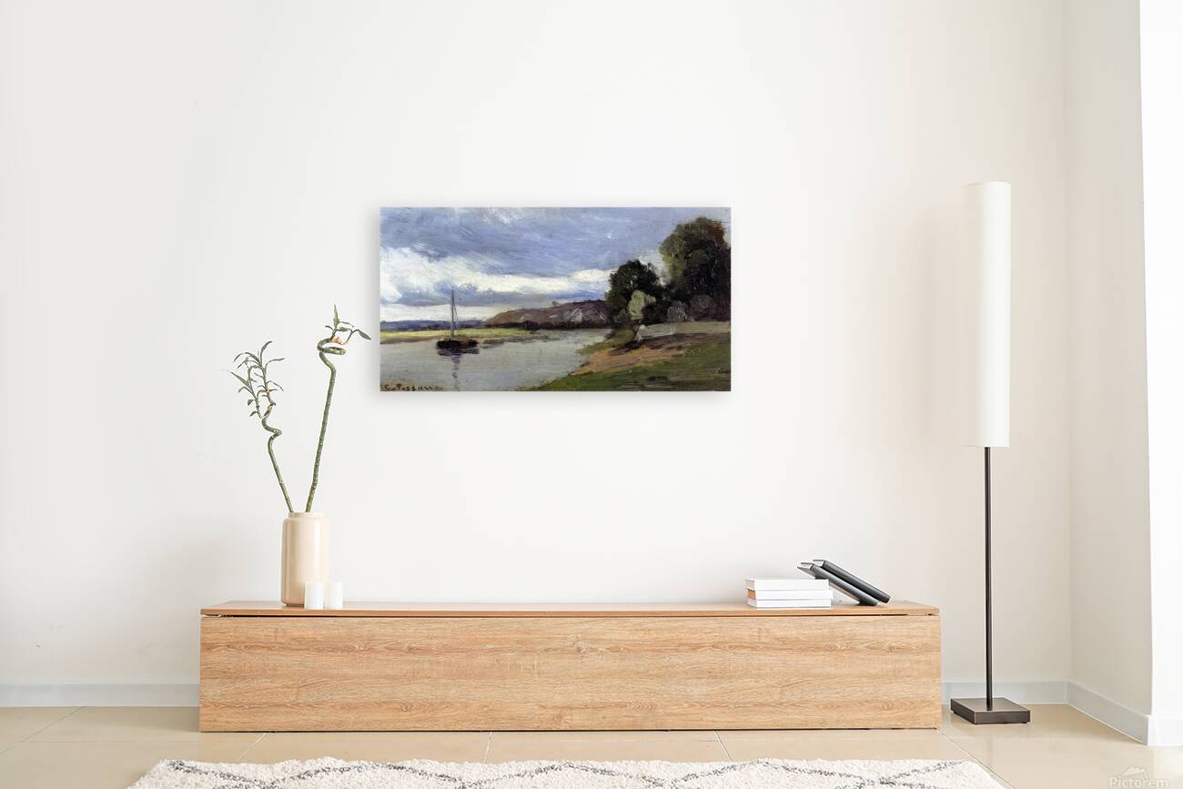 Banks of a River with Barge 1864 Camille Piss Reproduction