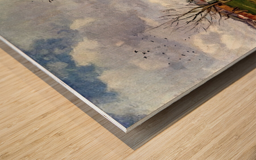 Landscape with Flooded Fields 1873 Camille Pissaro Wood print