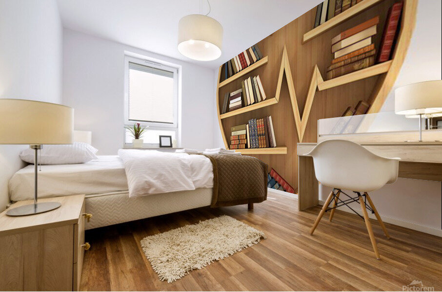 Bookshelf Heart Mural print