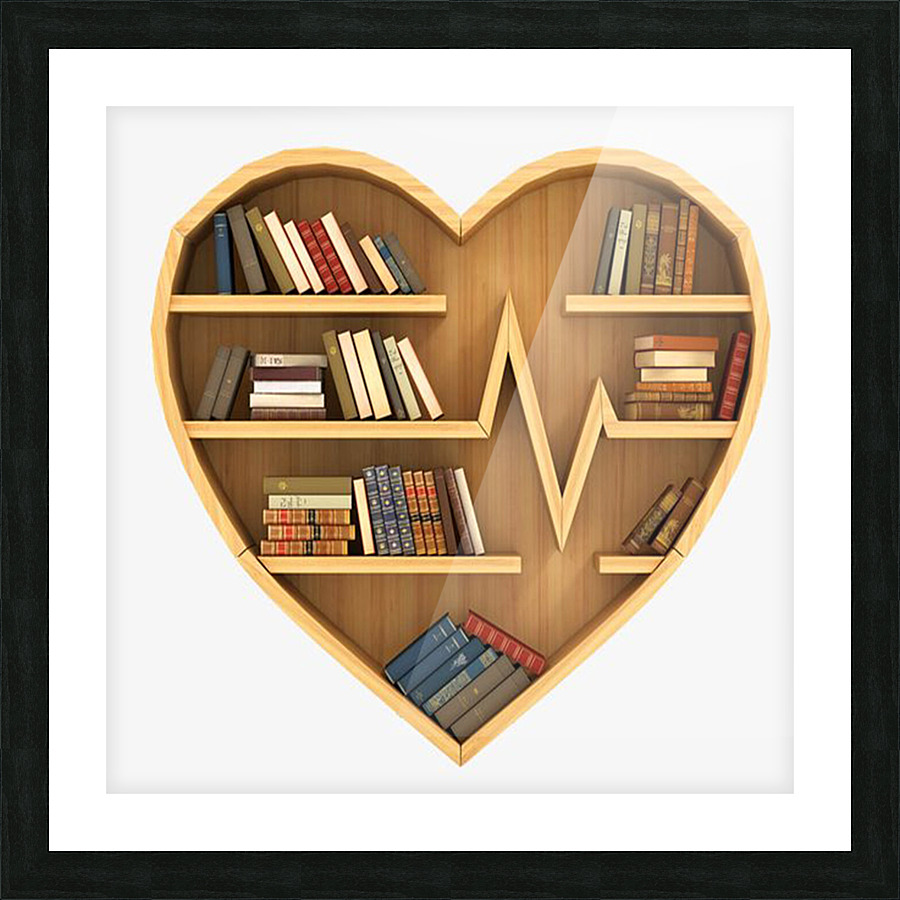 Bookshelf Heart Picture Frame print