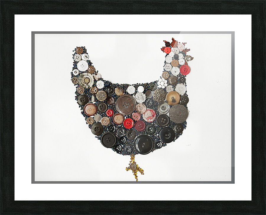 Button Art Chicken Picture Frame Printing
