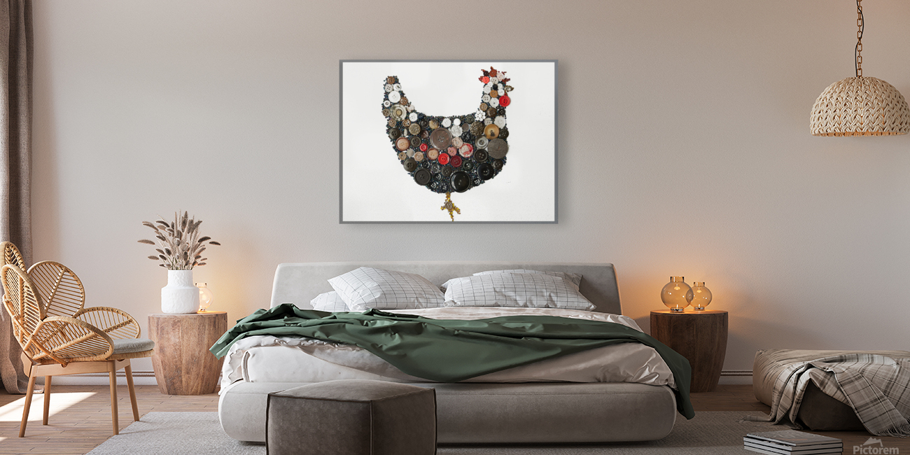 Button Art Chicken Reproduction