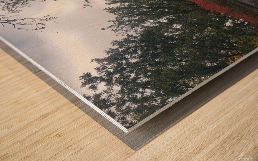 Stone bridge in the fall Wood print