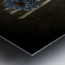 Aquatic Blossom: Blue Flower in Clear Vase with Reeds Metal print