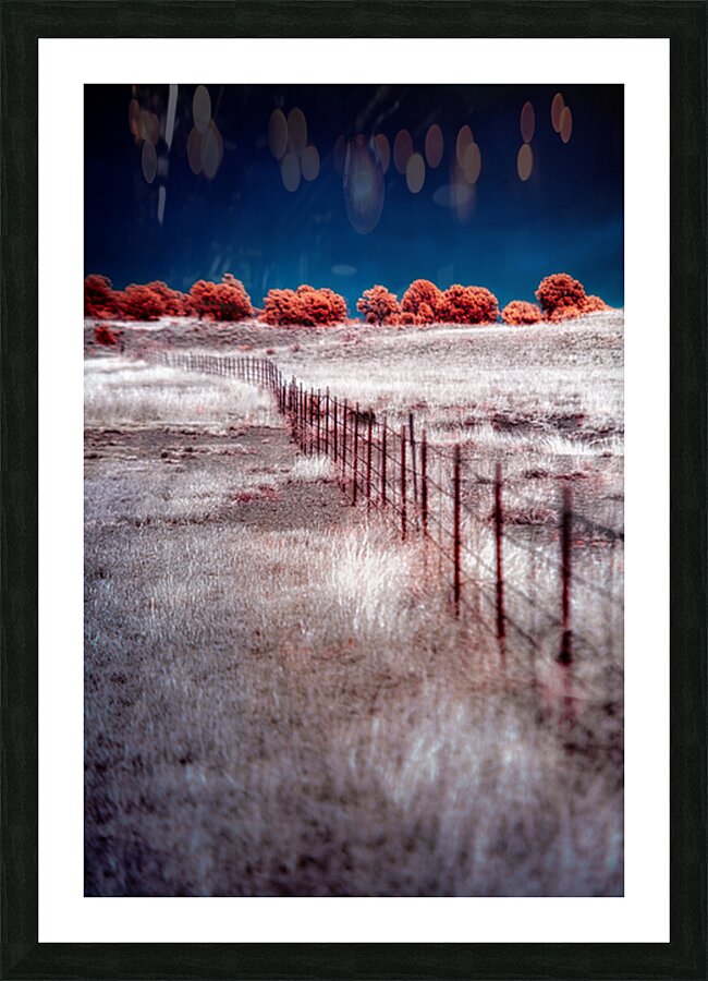 Fence Through a Surreal Horizon Picture Frame print