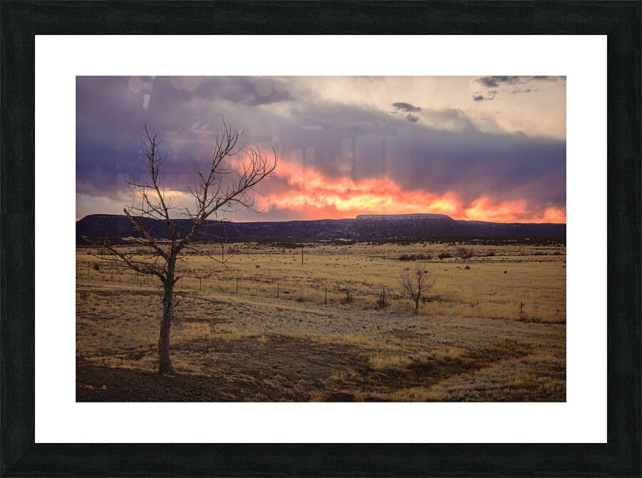 Heavens blaze: sunset symphony in Cold Beer New Mexico Picture Frame print