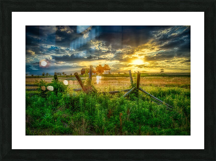 Fenceline sunset Picture Frame print