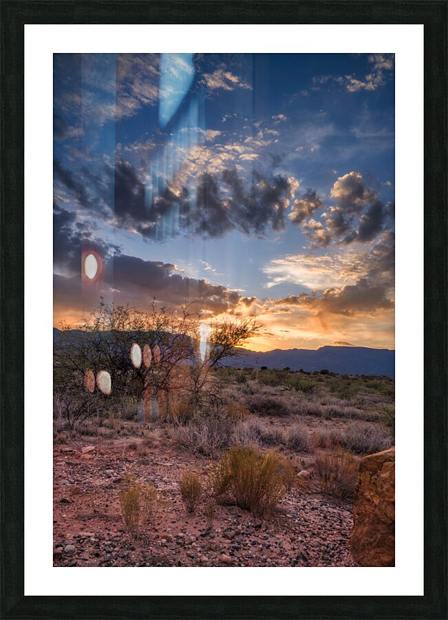 RADIANCE UNFURLED OVER ROCKY PLAINS Picture Frame print