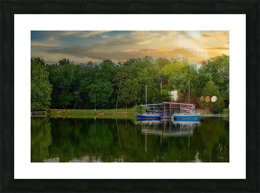 Golden Tranquility by the Lakeside Impression et Cadre photo