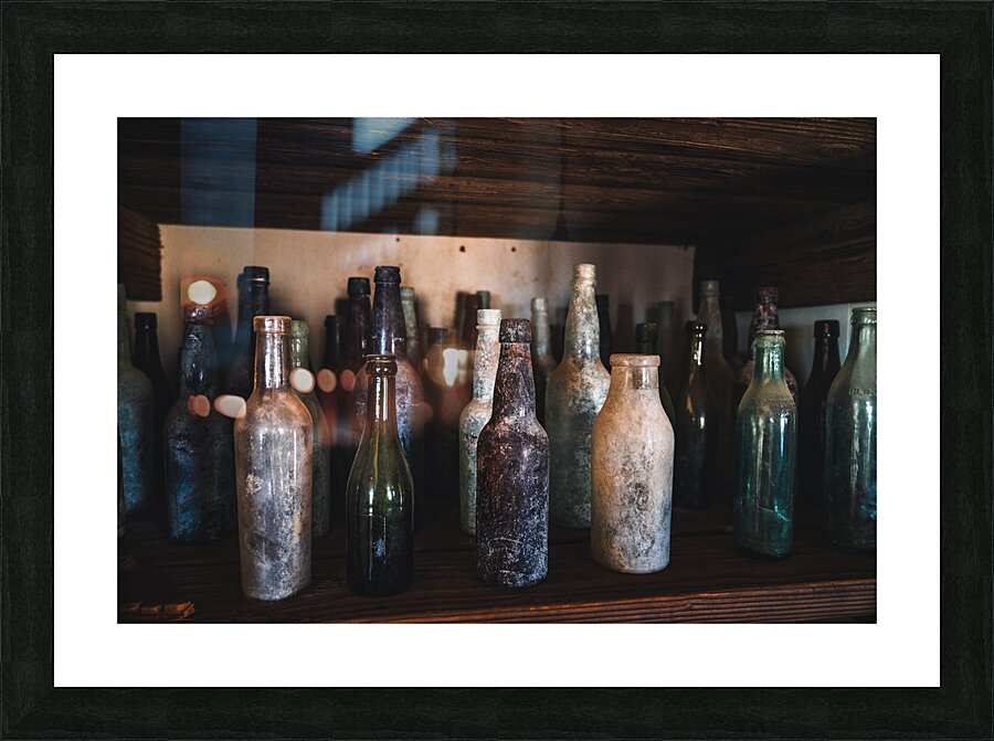 Rustic Bottles: A Nostalgic Ensemble Picture Frame print