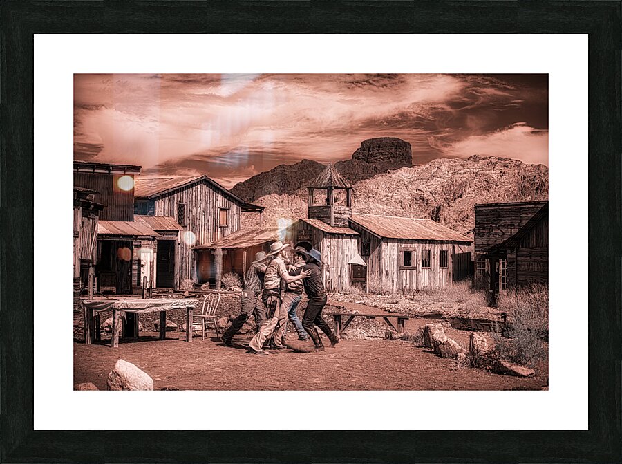 Rugged Standoff in a Deserted Town Picture Frame print