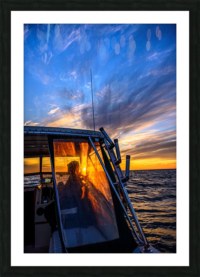 Golden Horizons: A Birthday Boat Ride with Wet Net Charters Picture Frame print