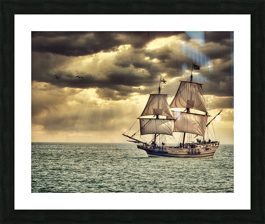Maritime Marvel: Witnessing a Historic Tall Ship Arrival During  Picture Frame print