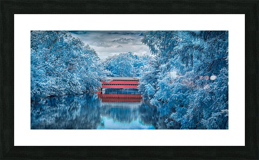 Sachs Bridge: Reflective Tranquility in Infrared Impression et Cadre photo
