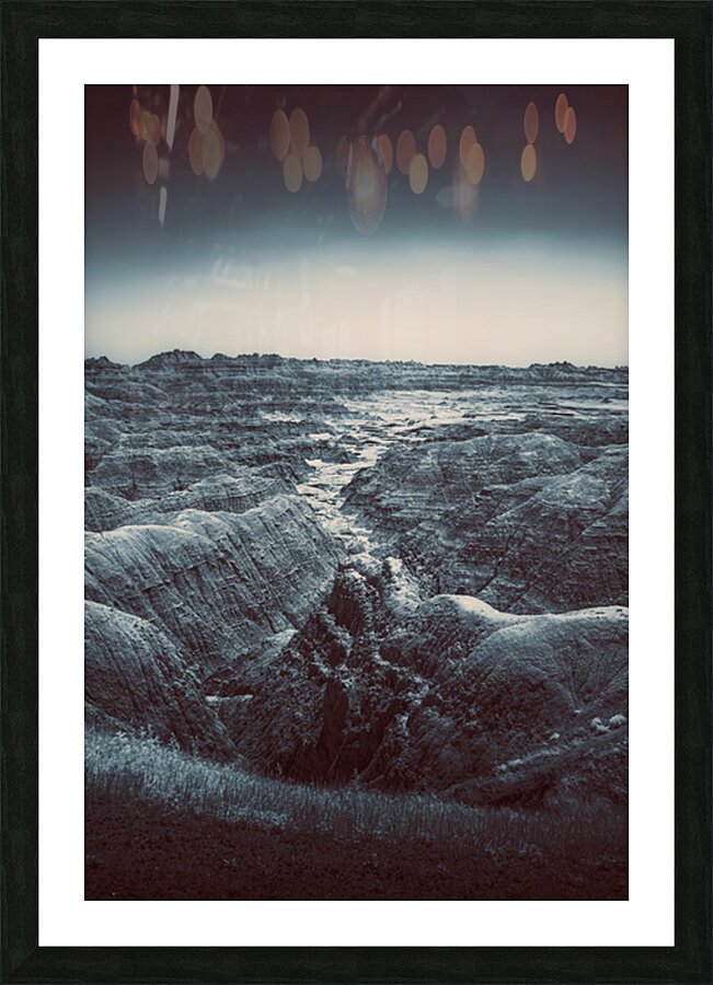 Shadows of the Earth: The Enchanting White River in Badlands Picture Frame print