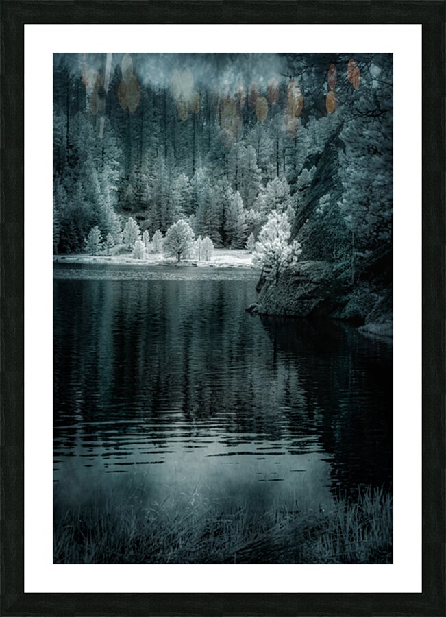 Enchanting Haze: Sylvan Lakes Smoky Pine Glow in Infrared Picture Frame print