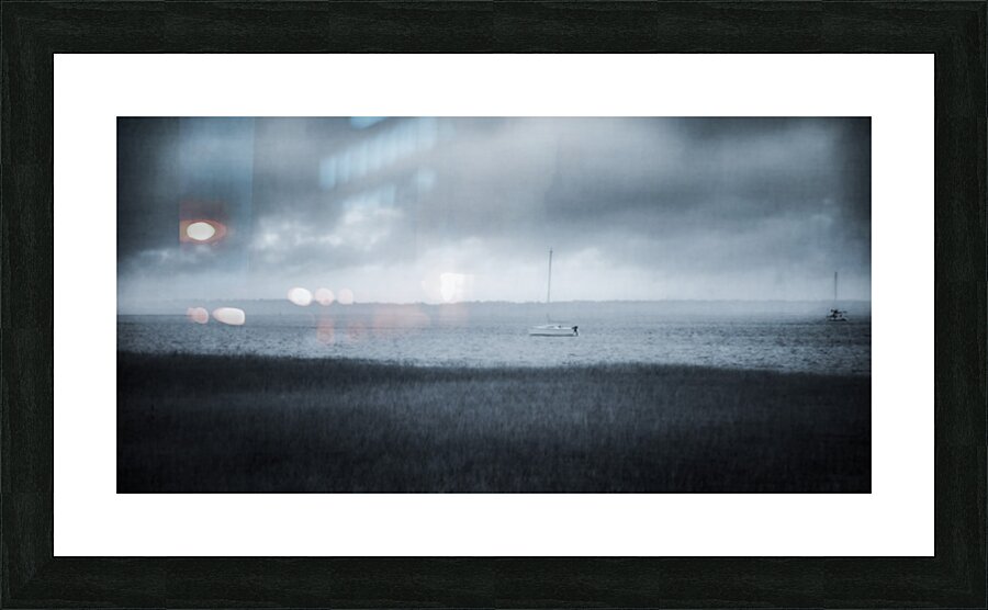 Rainy Day Adventures: A Foggy Sailboat Tale in Saint Marys Geor Picture Frame print