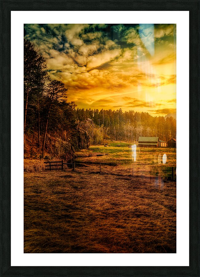 Golden Glow at Custer Ranch: A South Dakota Sunset Picture Frame print