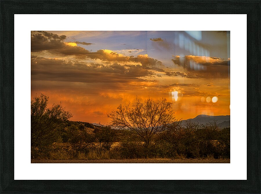 Burning Sky Over Silent Shadows Picture Frame print
