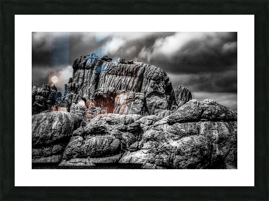 Mystical Reverie: Exploring Sylvan Lakes Enchanting Boulders in Picture Frame print