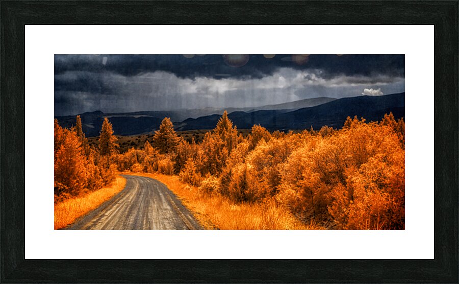 Epic Descent: Montanas Infrared Mountain Road Picture Frame print