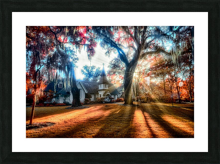 Spiritual Splendor: A Churchyard Sunset on Saint Simons Island Picture Frame print