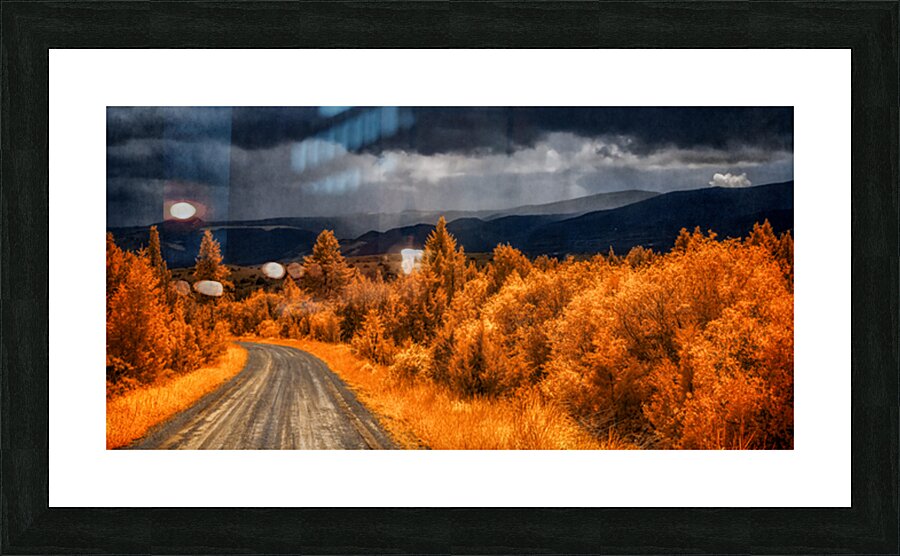 Epic Descent: Montanas Infrared Mountain Road Picture Frame print