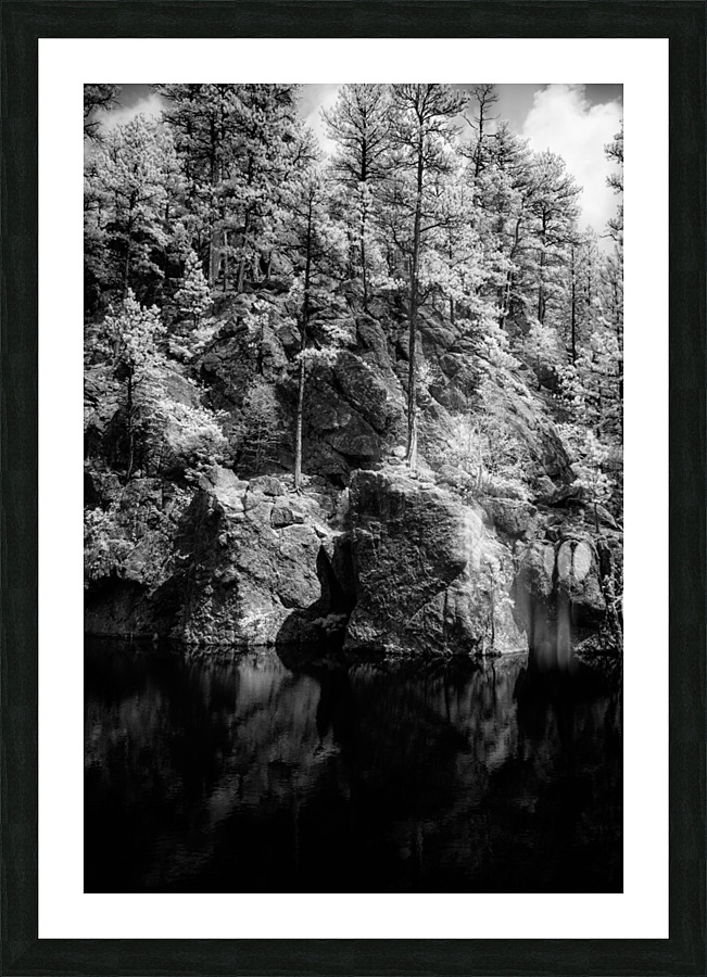 Pond Rock Wall Trees Picture Frame print