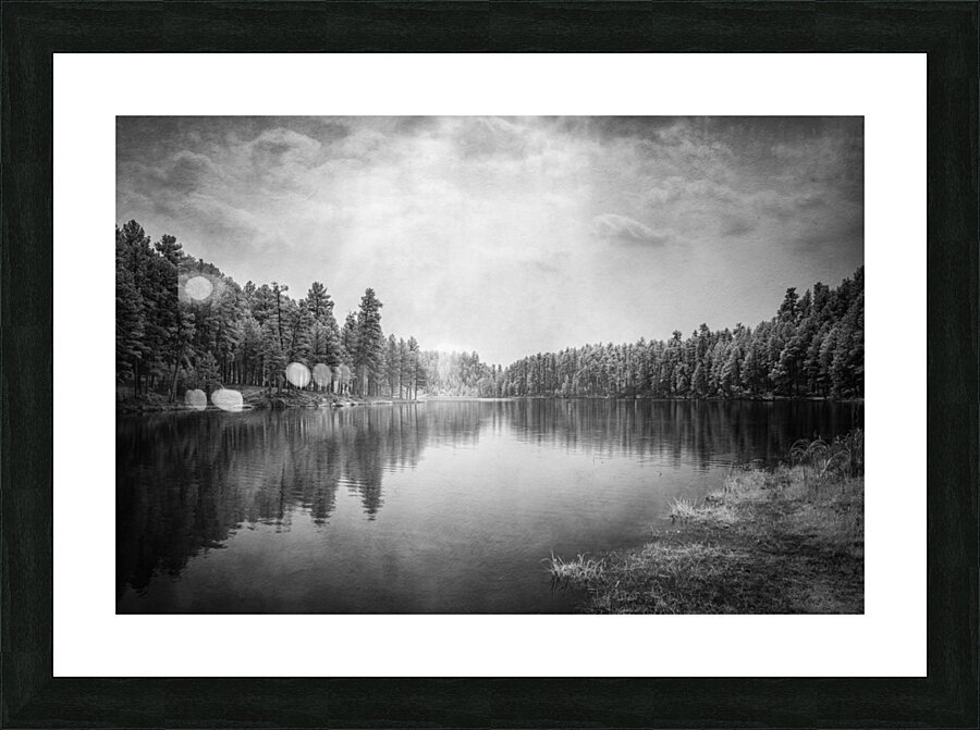 Exploring the Mystical Beauty of Center Lake: A Smokey Pond Picture Frame print