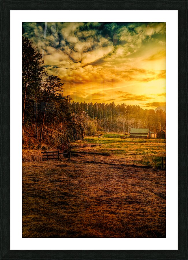 Golden Glow at Custer Ranch: A South Dakota Sunset Picture Frame print