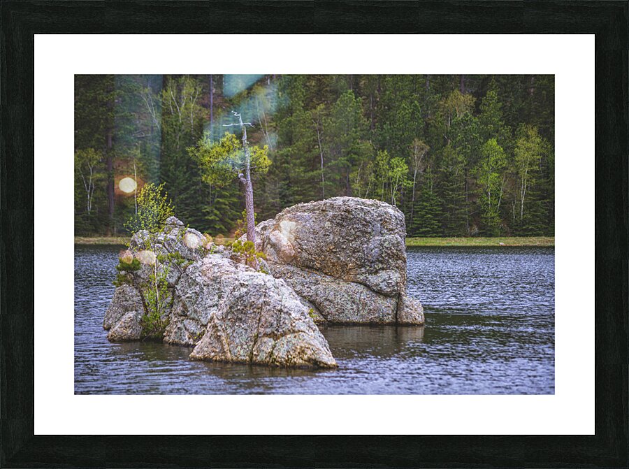 Exploring Sylvan Lake: Discovering A Rock Island Picture Frame print