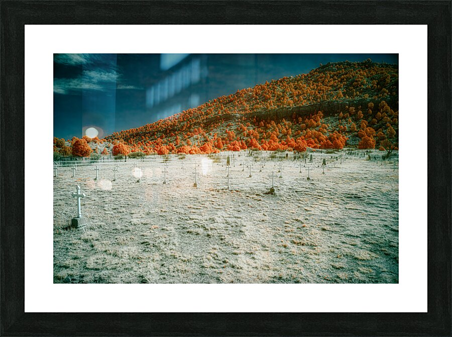 Gravestones Under a Fiery Canopy Picture Frame print