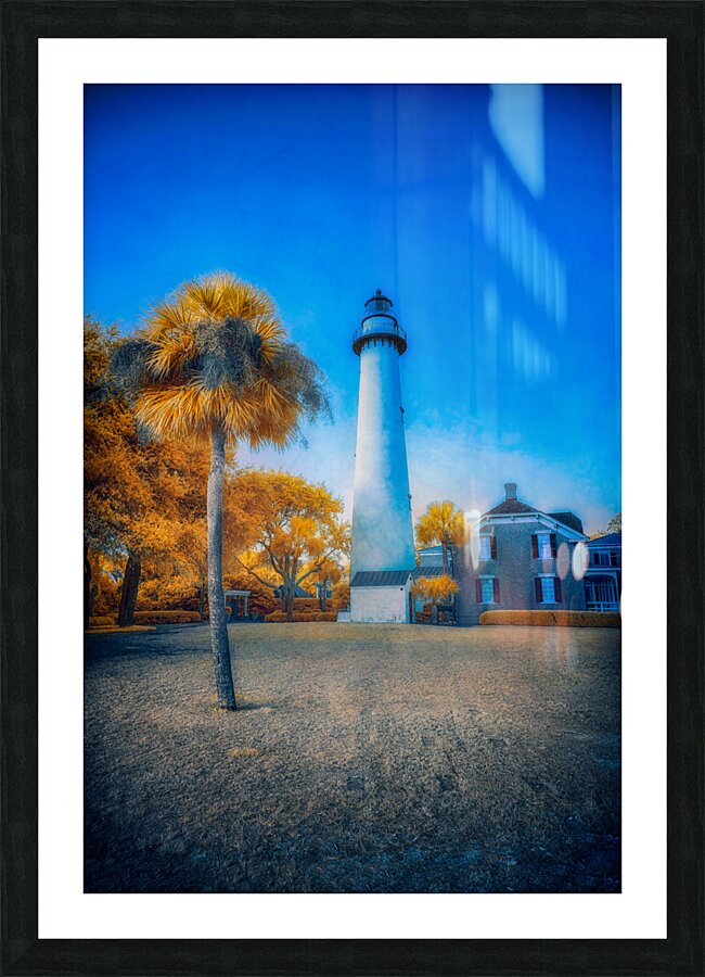 Whispers of Light: False Autumn Lighthouse Picture Frame print