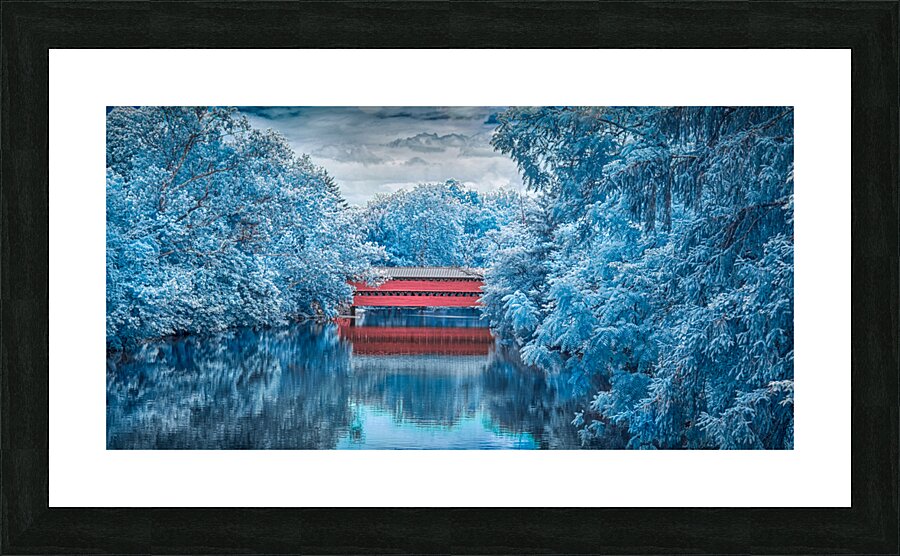 Sachs Bridge: Reflective Tranquility in Infrared Picture Frame print