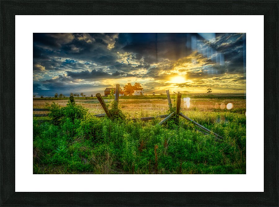 Fenceline sunset Picture Frame print
