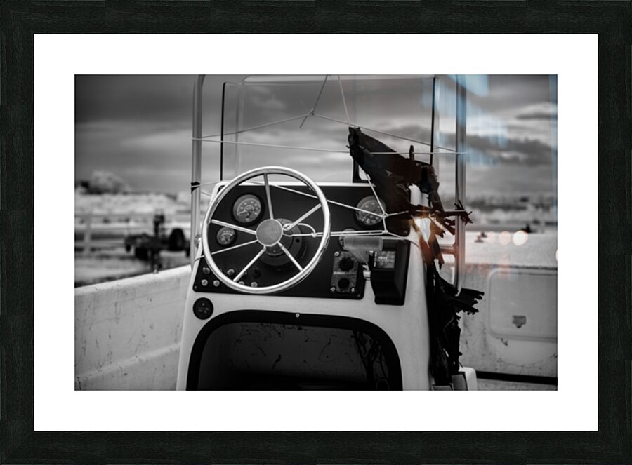 Detailing the Deck: Black & White Boat Beauty Picture Frame print