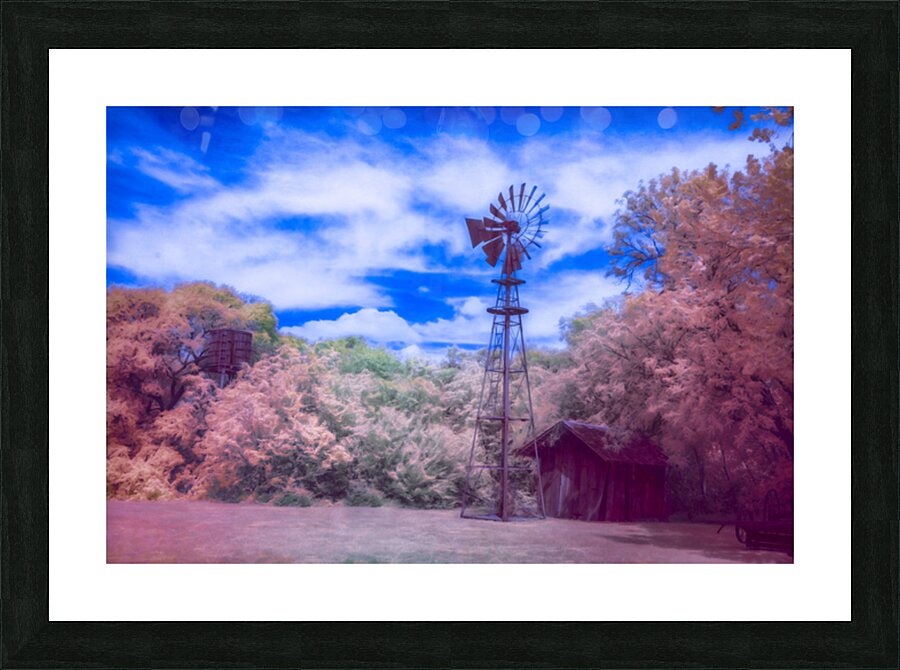 Windmill Whispers: Rustic Charm Amidst the Farm Fields Picture Frame print