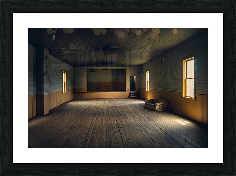 Echoes of Celebration: Inside Elkhorns Time-Worn Hall Picture Frame print