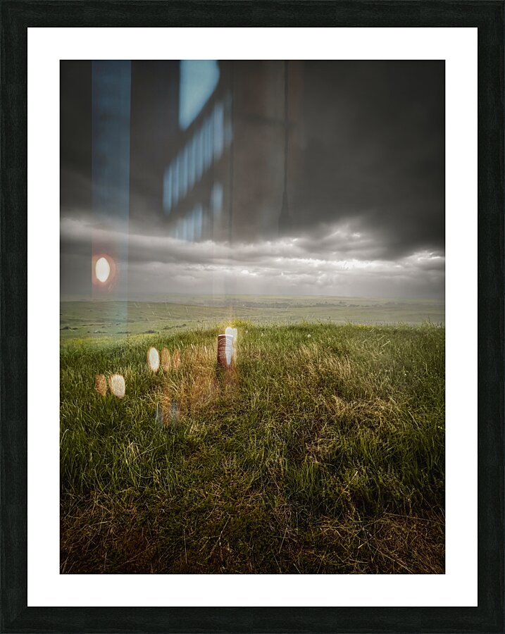 Storming Headstone: A Heroic Quest Through Eastern Montanas Battlefield Amidst Torrential Downpour Picture Frame print