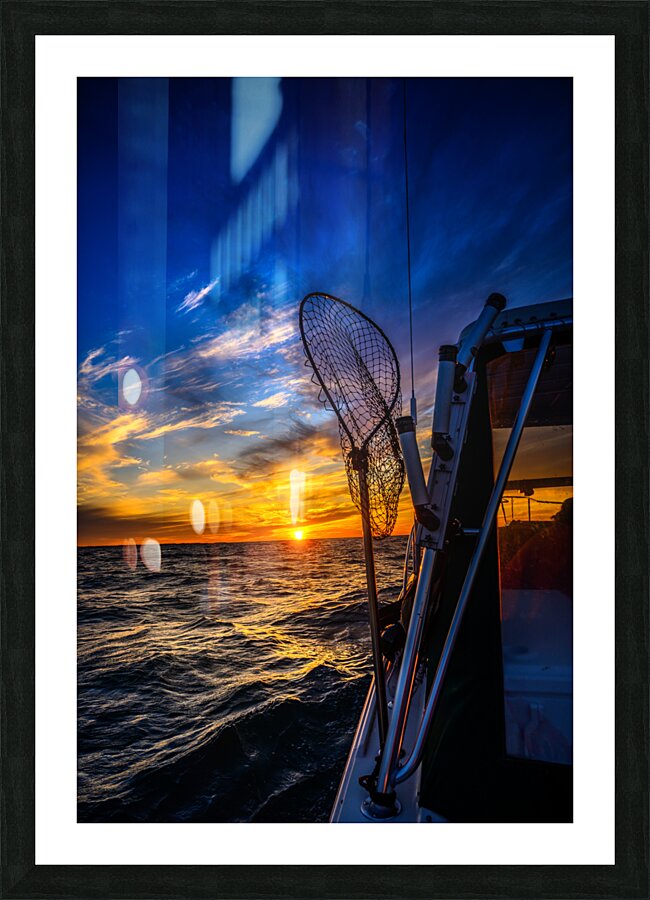 Navigating the Sunset: A Memorable Boat Ride with Wet Net Charters Picture Frame print