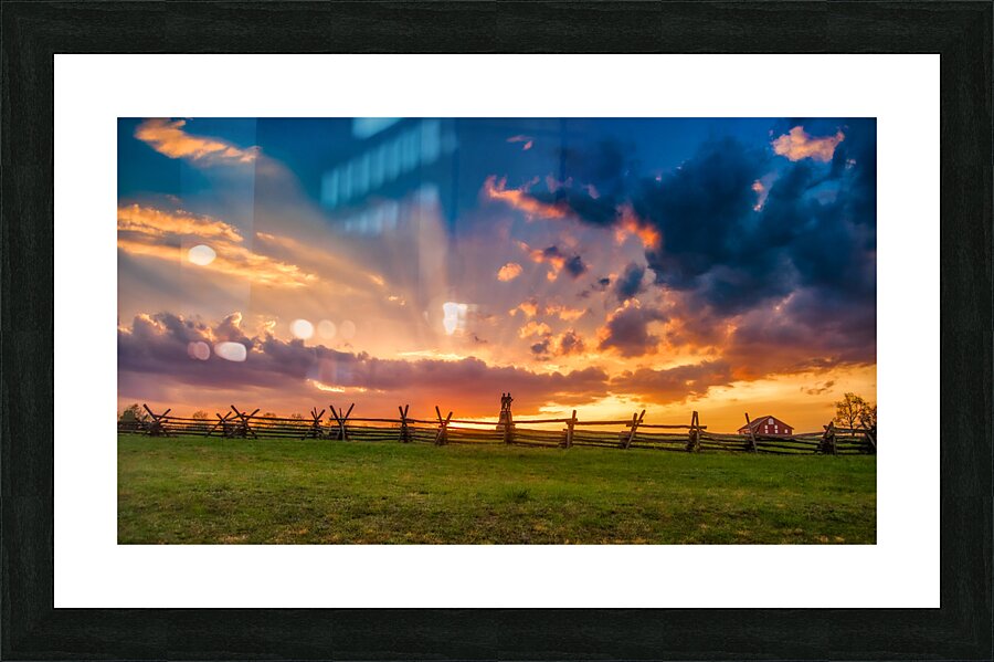 God Rays Over Gettysburg: Sunset at the 73rd New York Volunteer Infantry Regiment Picture Frame print