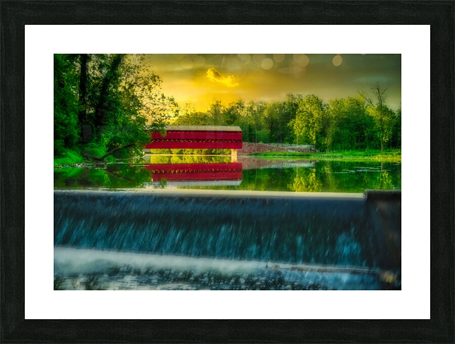 Tranquil Reflections: A Captivating Sunset at Sachs Bridge Picture Frame print