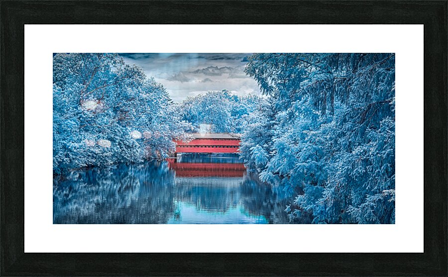 Sachs Bridge: Reflective Tranquility in Infrared Picture Frame print