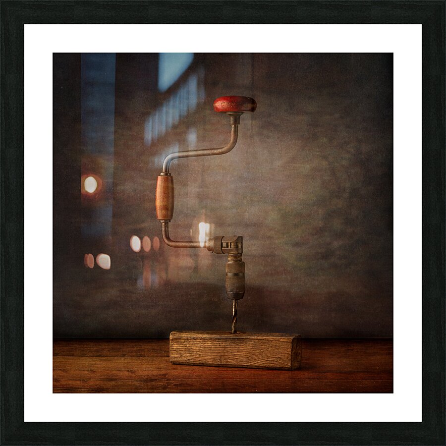 Craftsmans Reverie: Antique Hand Drill in Fine Art Splendor Picture Frame print