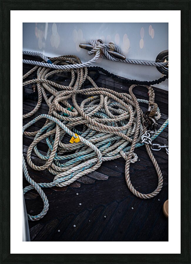 Nautical Knots: Untangling the Stories on a Boat Deck Picture Frame print