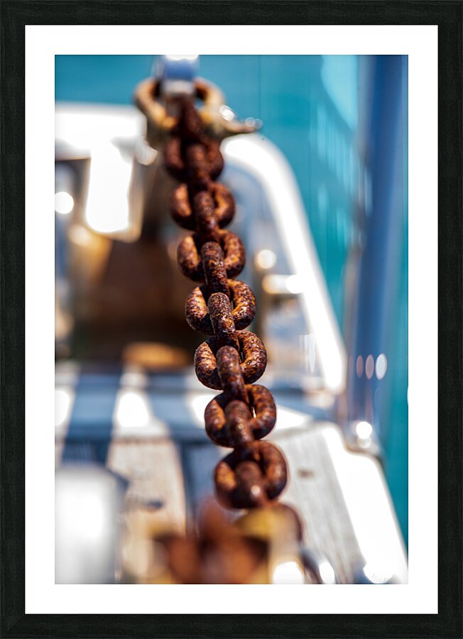 Rustic Resilience: The Story Woven in a Rusted Anchor Chain Picture Frame print
