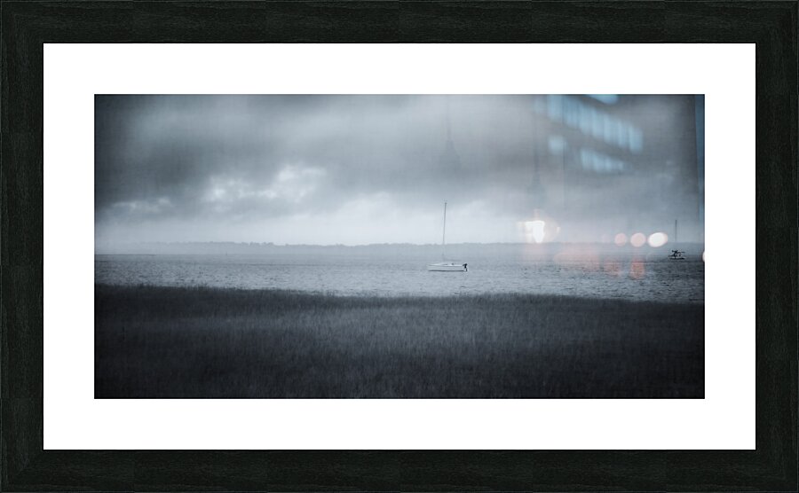 Rainy Day Adventures: A Foggy Sailboat Tale Picture Frame print