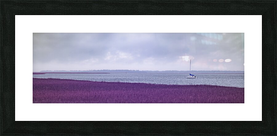 Misty Maritime Charm: A Rainy Day Sailboat Sojourn in Saint Mary Picture Frame print