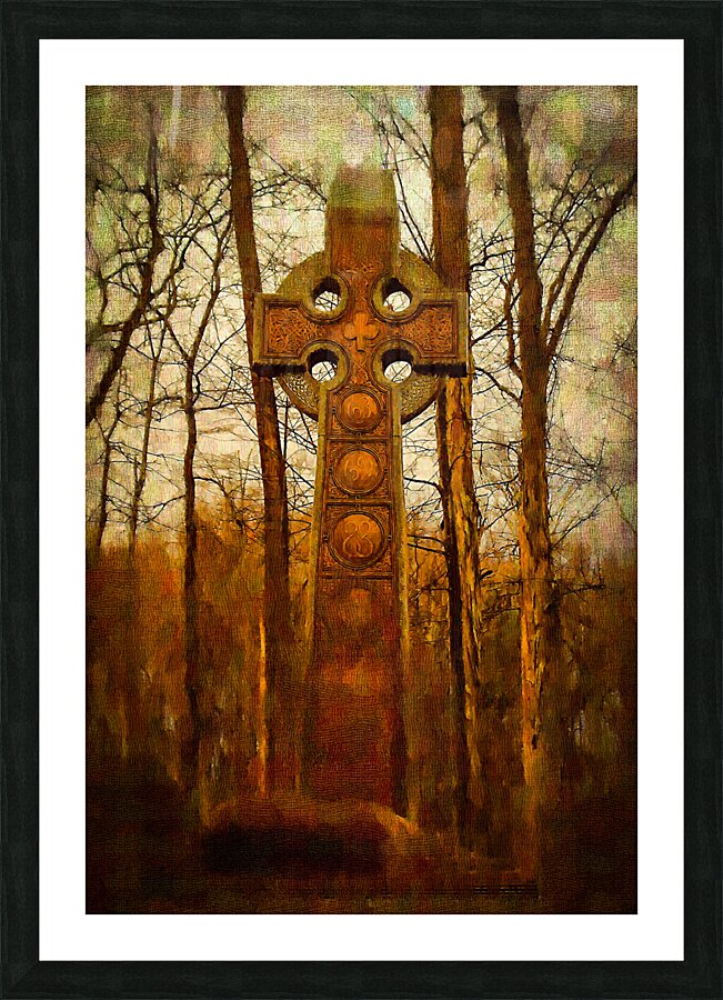 Celtic Cross: A Spiritual Journey Through Woodland Serenity Picture Frame print