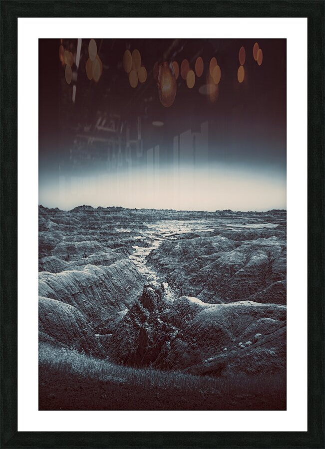 Shadows of the Earth: The Enchanting White River in Badlands Picture Frame print